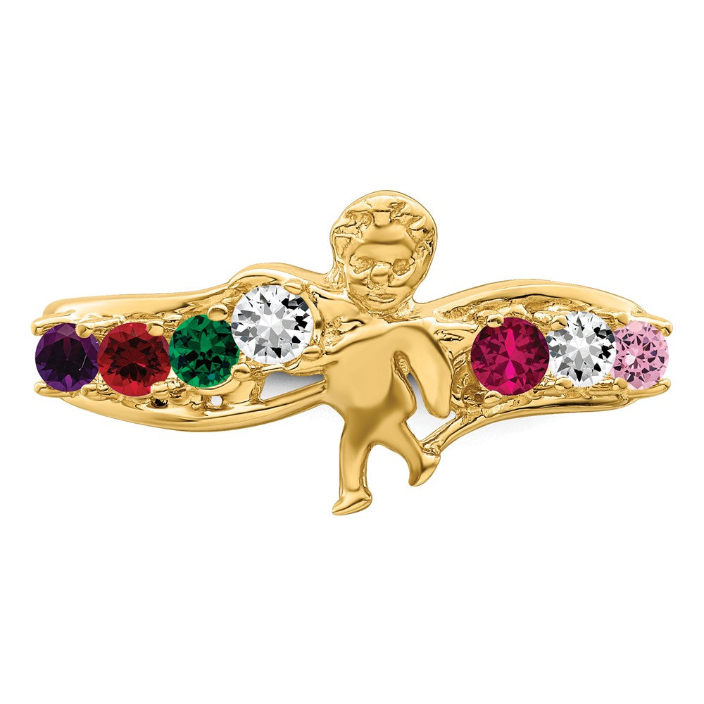 14k Genuine 7 Stone Mother's Ring - 2
