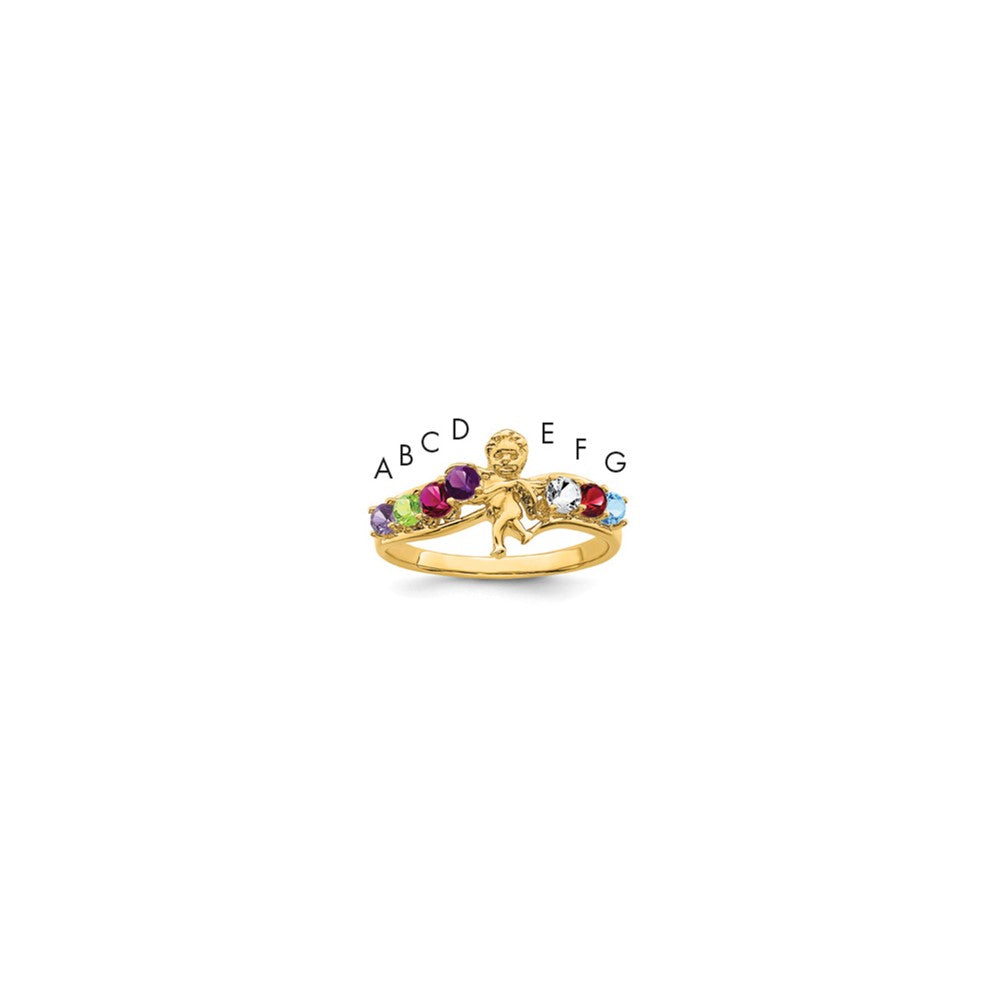14k Genuine 7 Stone Mother's Ring - 2