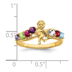 14k Genuine 7 Stone Mother's Ring - 2