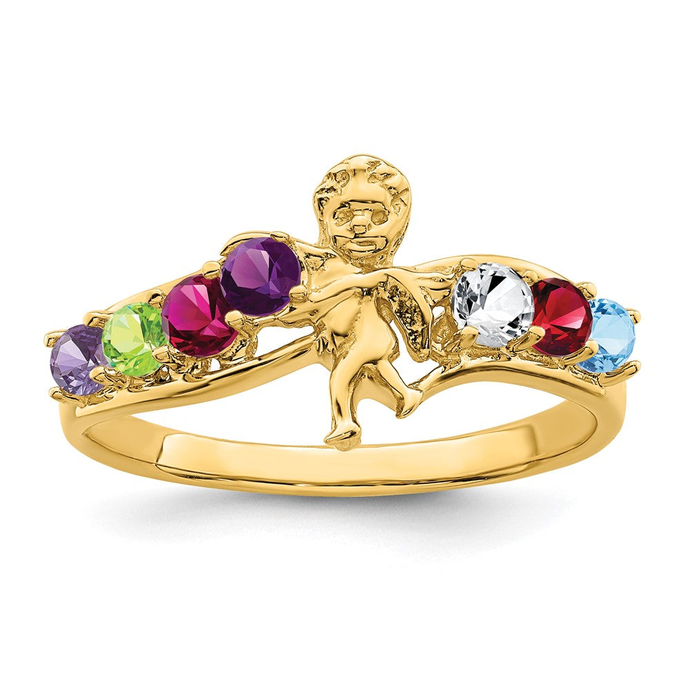 14k Genuine 7 Stone Mother's Ring - 2
