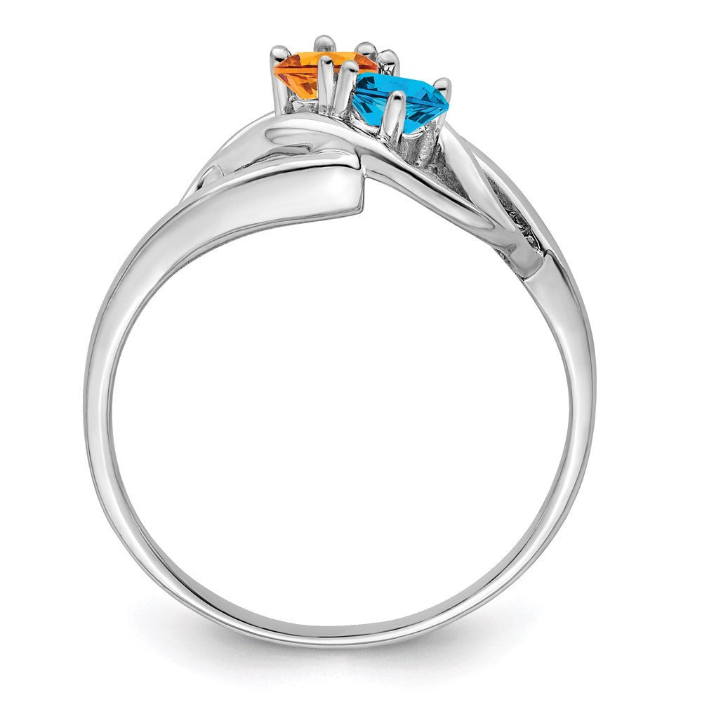 Sterling Silver Rhodium-plated Synthetic 2 Stone Mother's Ring - 33