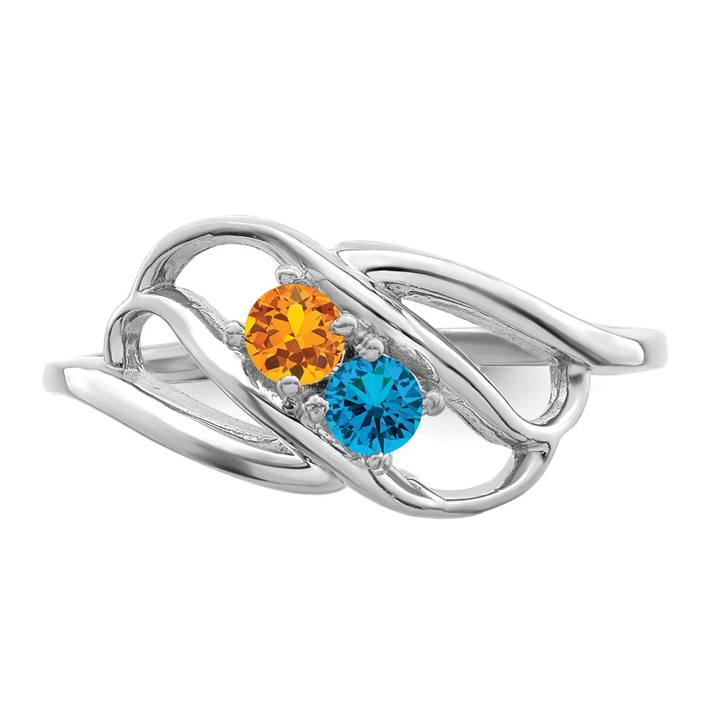 14k White Gold Synthetic Family Jewelry Ring - 29