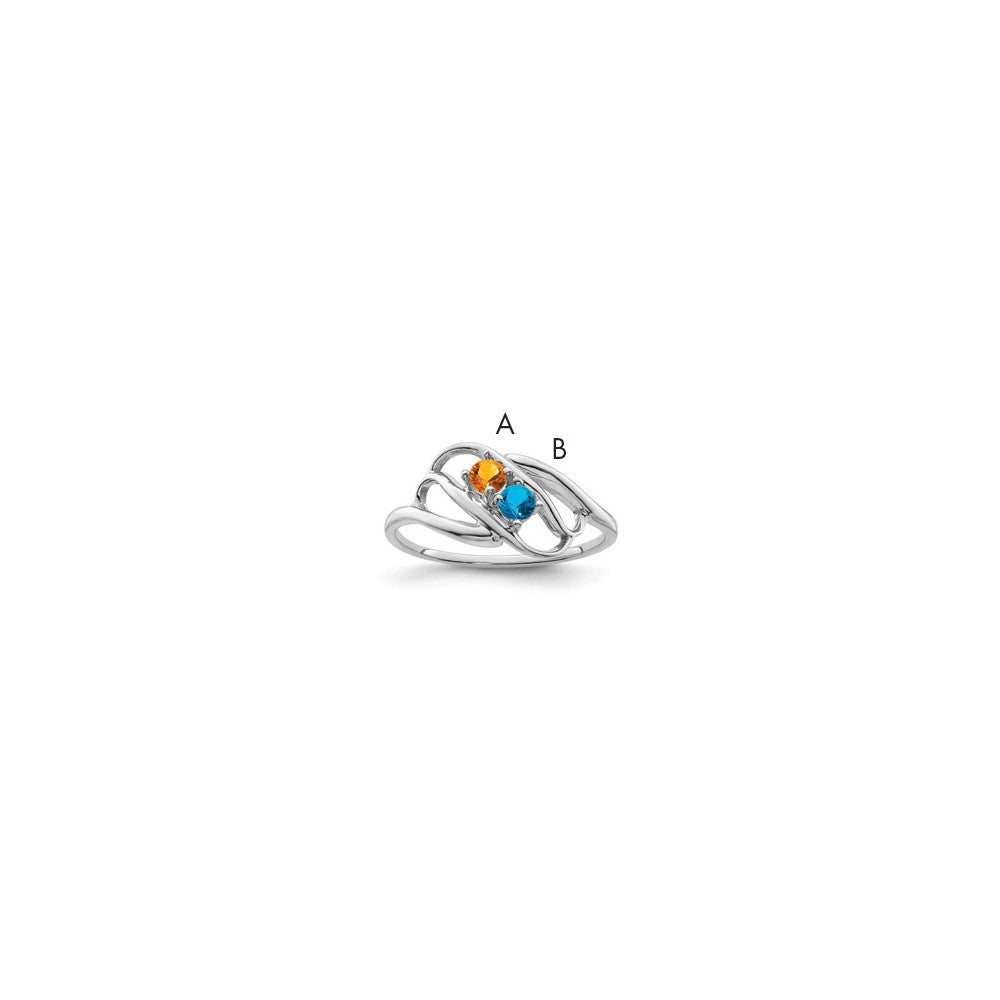 Sterling Silver Rhodium-plated Synthetic 2 Stone Mother's Ring - 35