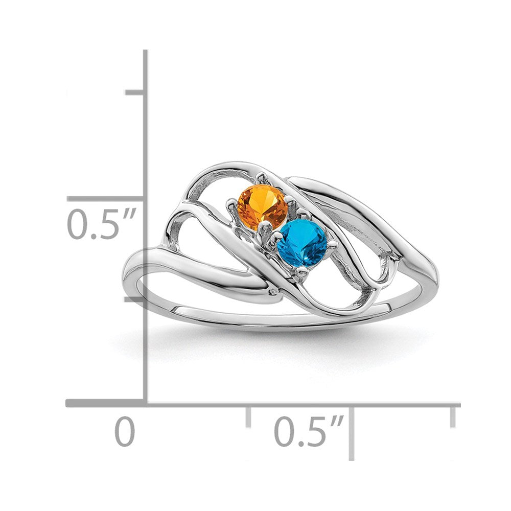 14k White Gold Synthetic Family Jewelry Ring - 29