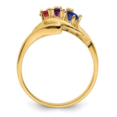 14k Genuine 3 Stone Mother's Ring - 10