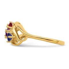 14k Genuine 3 Stone Mother's Ring - 10