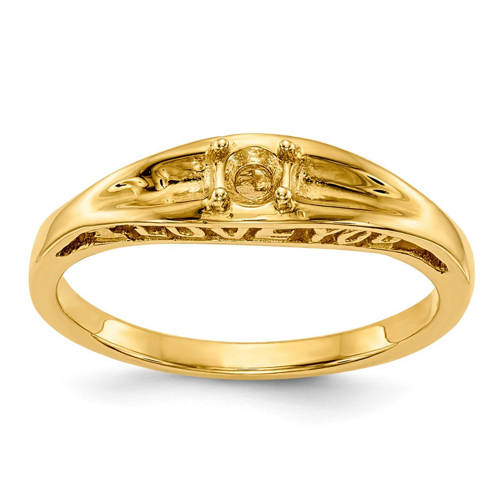14k Polished 1-Stone Mothers Ring Mounting - 6