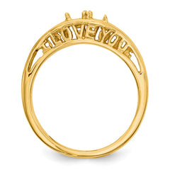14k Polished 2-Stone Mothers Ring Mounting - 10