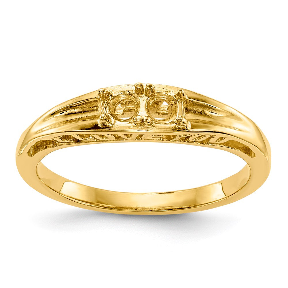 14k Polished 2-Stone Mothers Ring Mounting - 10