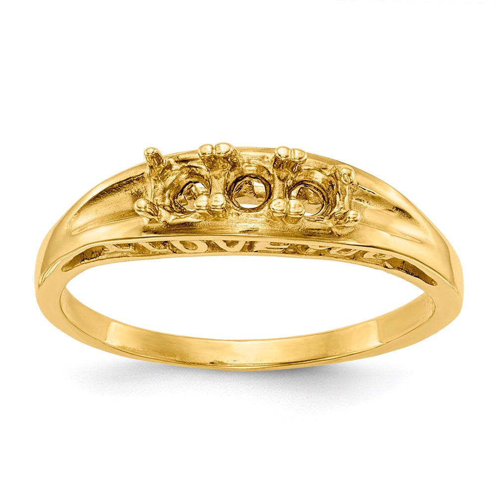 10k Polished 3-Stone Mothers Ring Mounting - 2