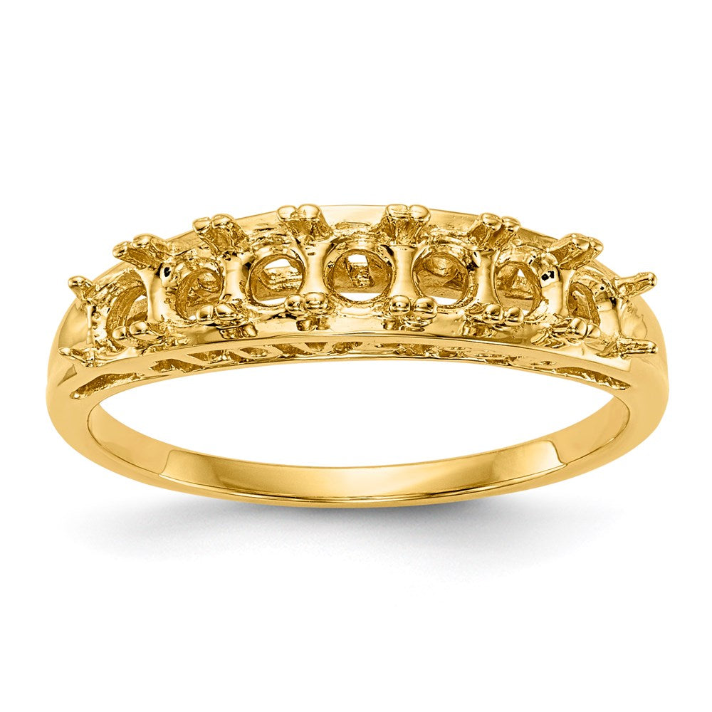 14k WHITE GOLD Polished 7-Stone Mothers Ring Mounting