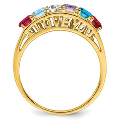 14k Genuine 6 Stone Mother's Ring - 5