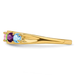 14k Genuine 6 Stone Mother's Ring - 5