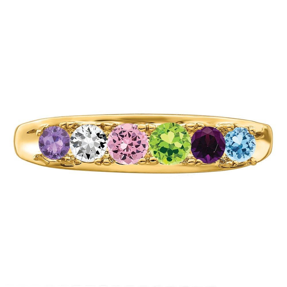14k Genuine 6 Stone Mother's Ring - 5