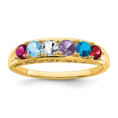 14k Genuine 6 Stone Mother's Ring - 5
