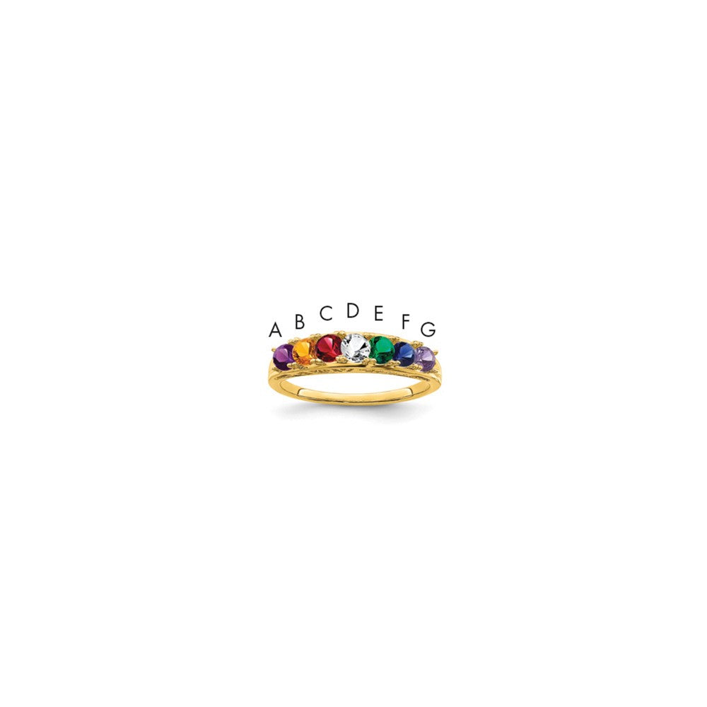 14k Genuine 7 Stone Mother's Ring