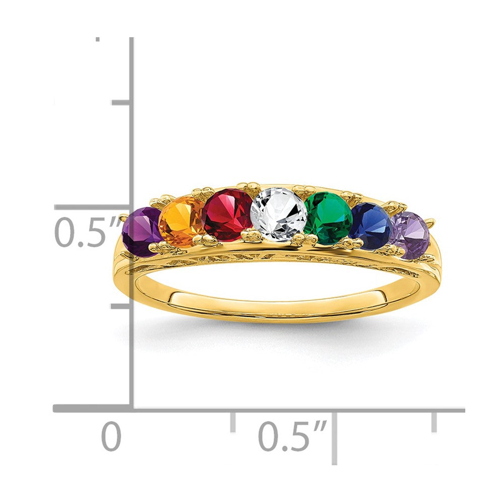 14k Genuine 7 Stone Mother's Ring