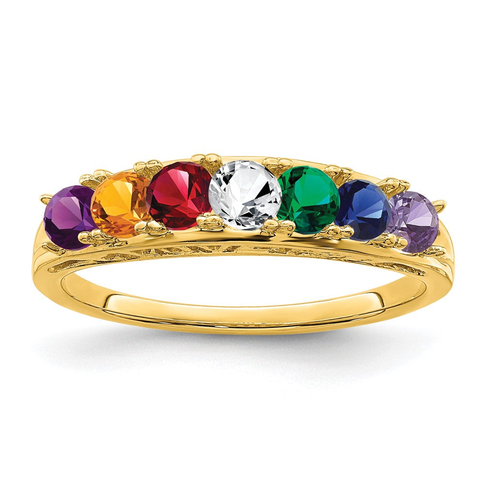 14k Genuine 7 Stone Mother's Ring