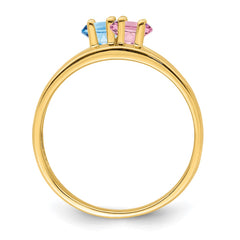 14k Genuine 2 Stone Mother's Ring - 5