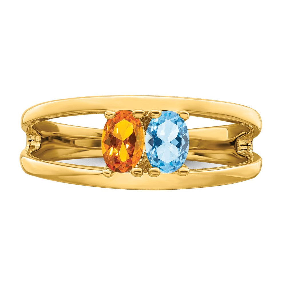 14k Genuine 2 Stone Mother's Ring - 5