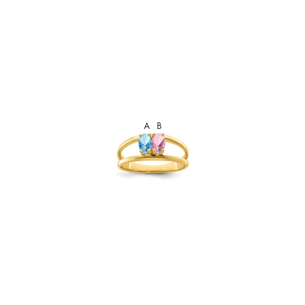 14k Genuine 2 Stone Mother's Ring - 5