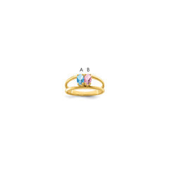 14k Genuine 2 Stone Mother's Ring - 5