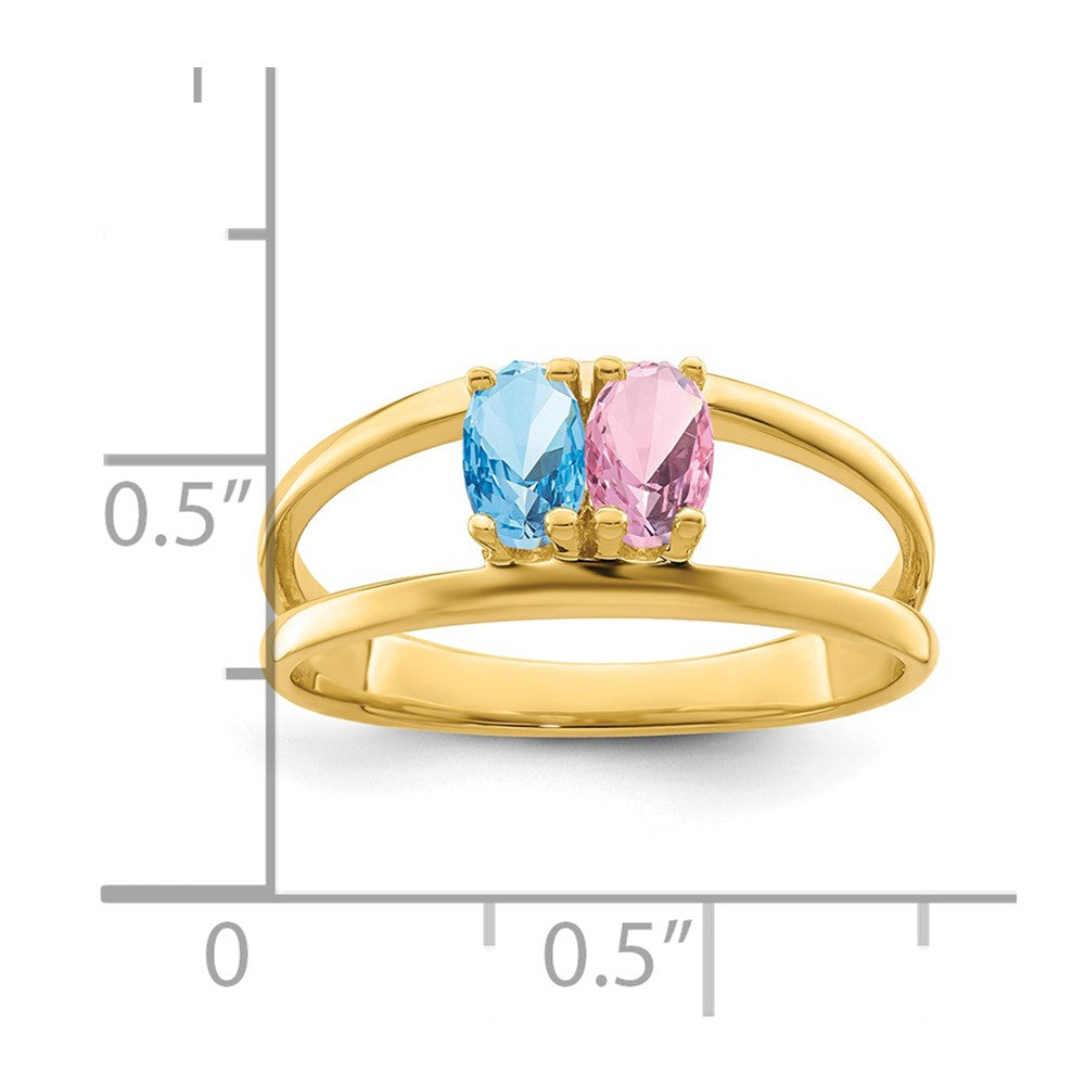14k Genuine 2 Stone Mother's Ring - 5