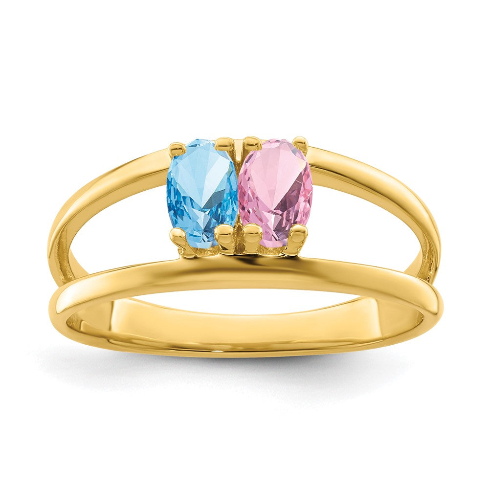 14k Genuine 2 Stone Mother's Ring - 5
