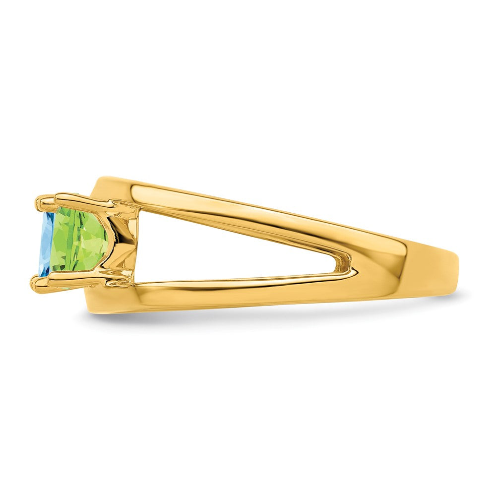 14k Genuine 3 Stone Mother's Ring - 6