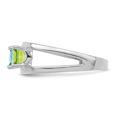 Sterling Silver Rhodium-plated Synthetic 3 Stone Mother's Ring - 25