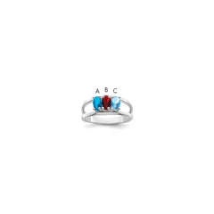 Sterling Silver Rhodium-plated Synthetic 3 Stone Mother's Ring - 25