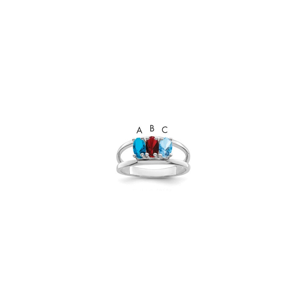 14k White Gold Synthetic Family Jewelry Ring - 19