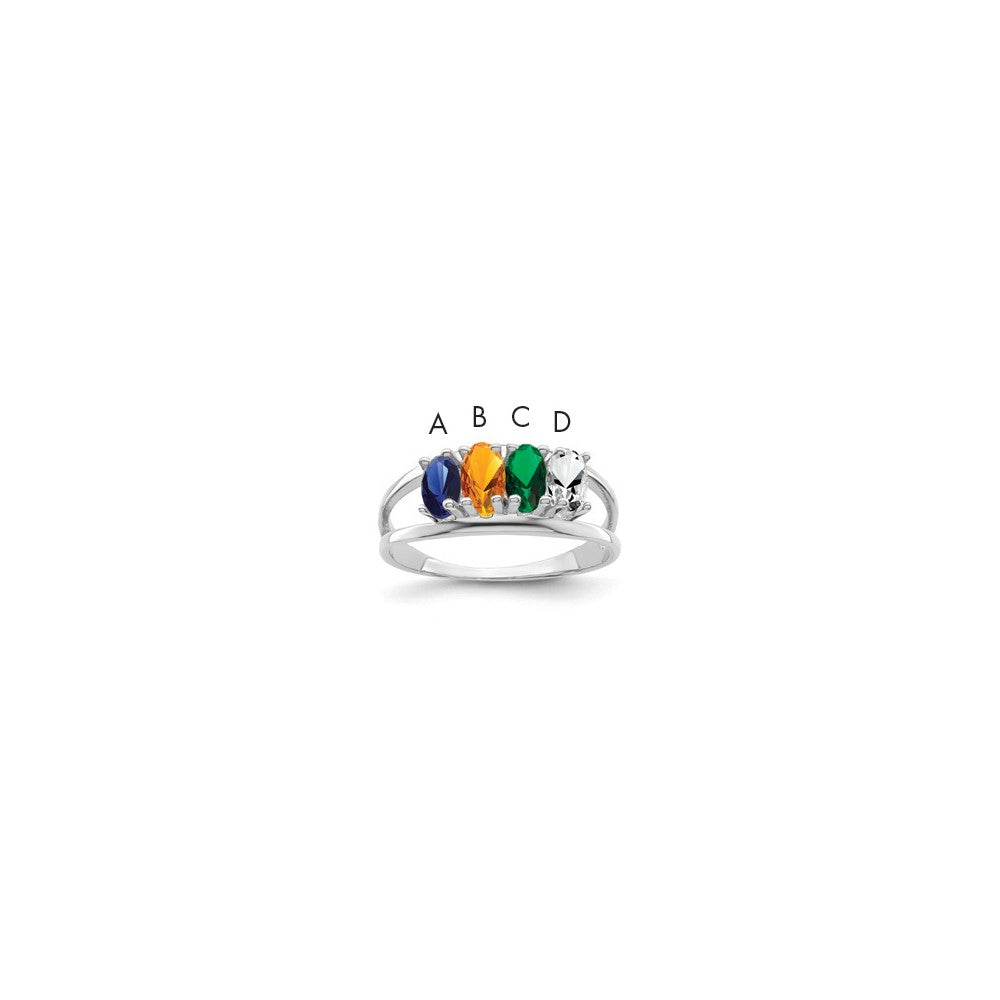 10k White Gold Synthetic Family Jewelry Ring - 8