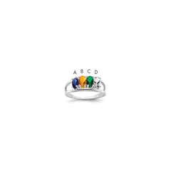 10k White Gold Synthetic Family Jewelry Ring - 8