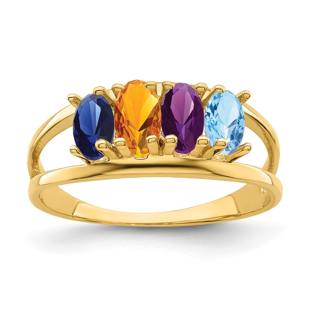 14k Polished 4-Stone Mothers Ring Mounting - 12