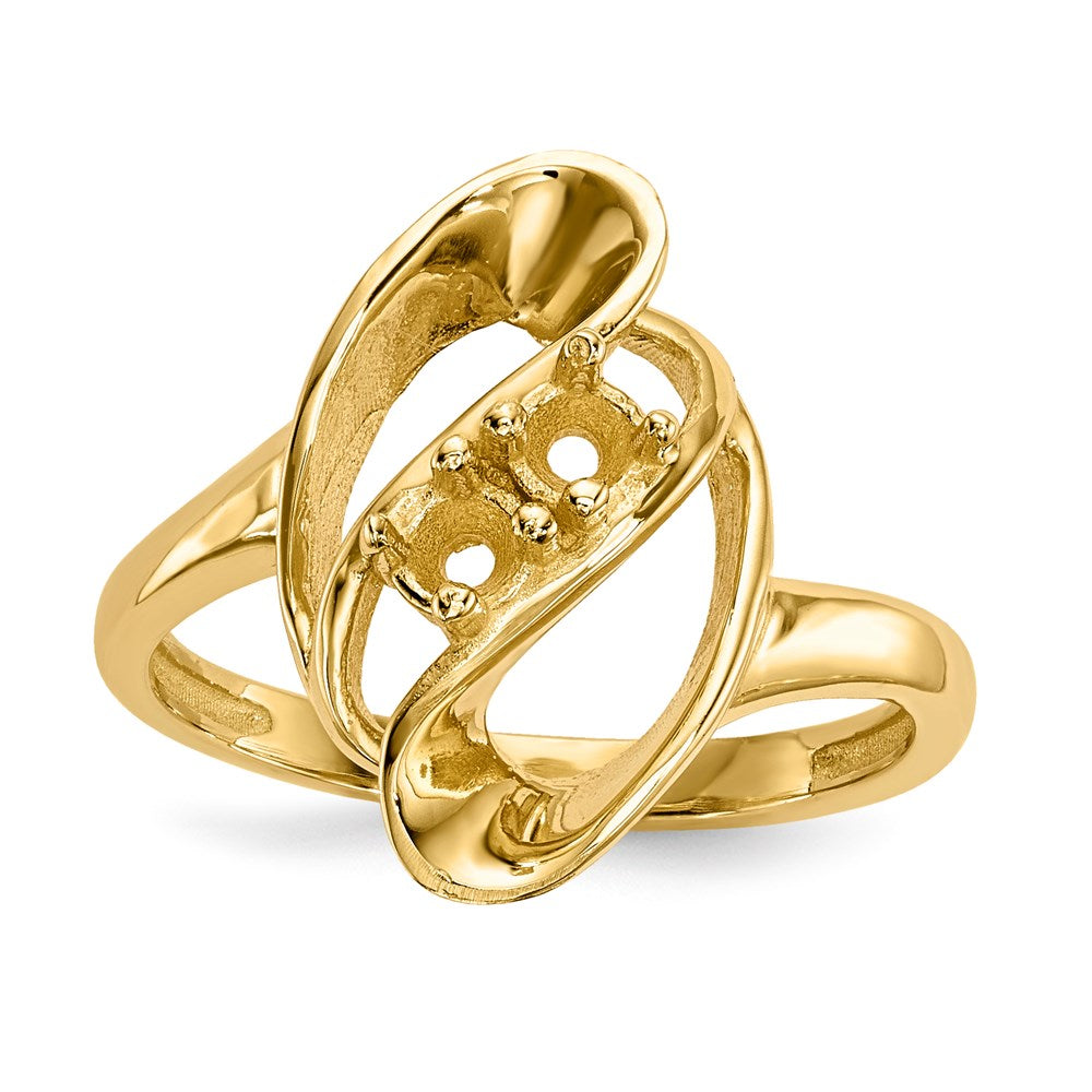 14k Polished 2-Stone Mothers Ring Mounting - 11