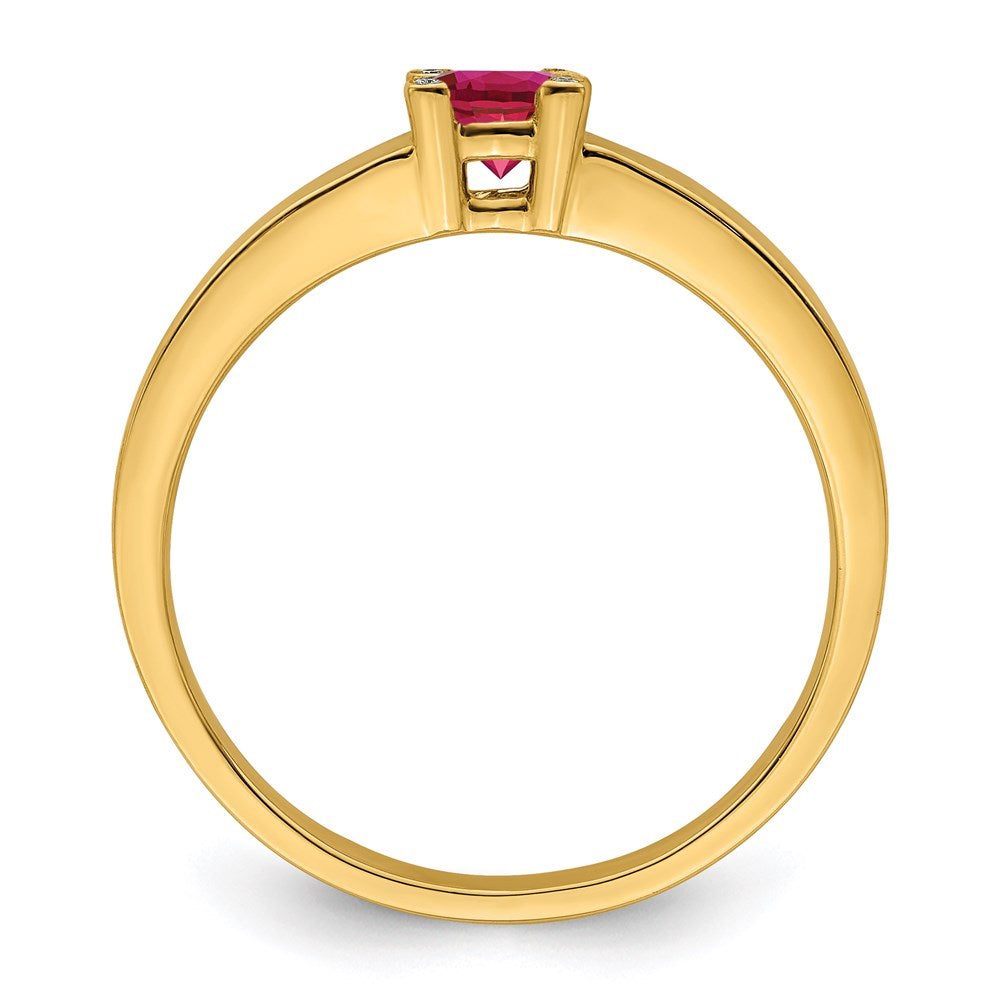 14K Family Jewelry Synthetic Stone & Diamond Set Ring - 13