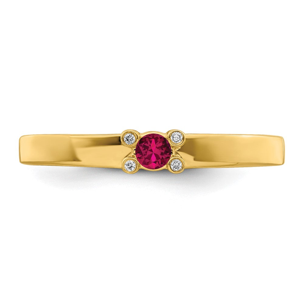 14K Family Jewelry Synthetic Stone & Diamond Set Ring - 13