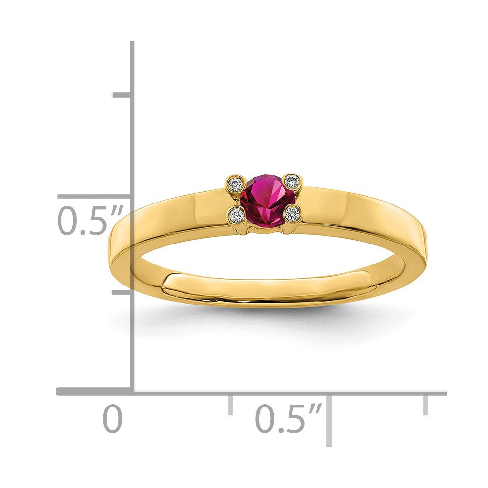 14K Family Jewelry Genuine Stone & Diamond Set Ring - 16