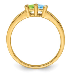 14K Family Jewelry Genuine Stone & Diamond Set Ring - 17