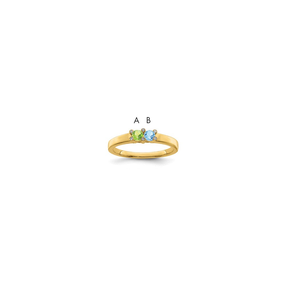14K Family Jewelry Genuine Stone & Diamond Set Ring - 17
