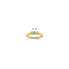 14K Family Jewelry Genuine Stone & Diamond Set Ring - 17
