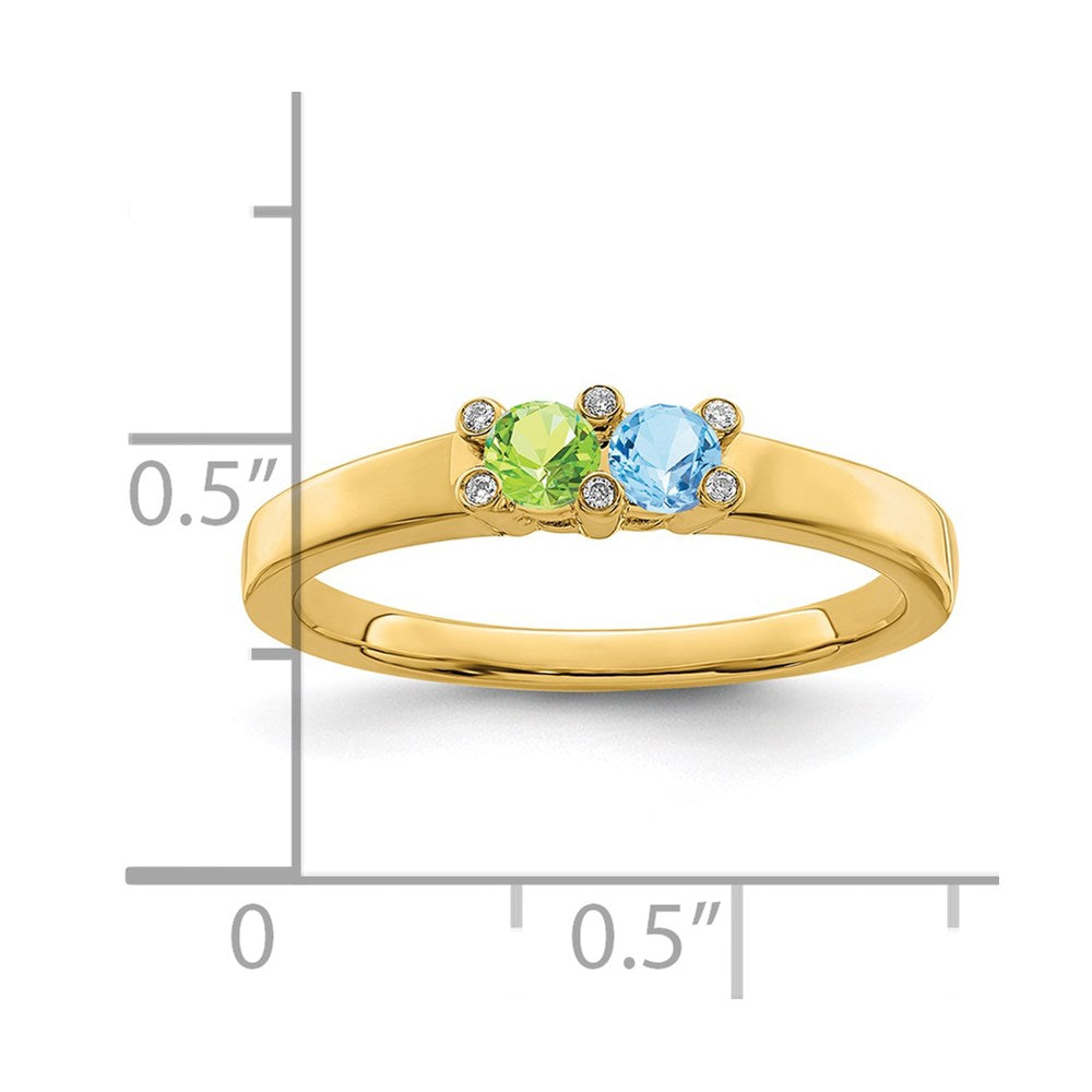 14K Family Jewelry Genuine Stone & Diamond Set Ring - 17