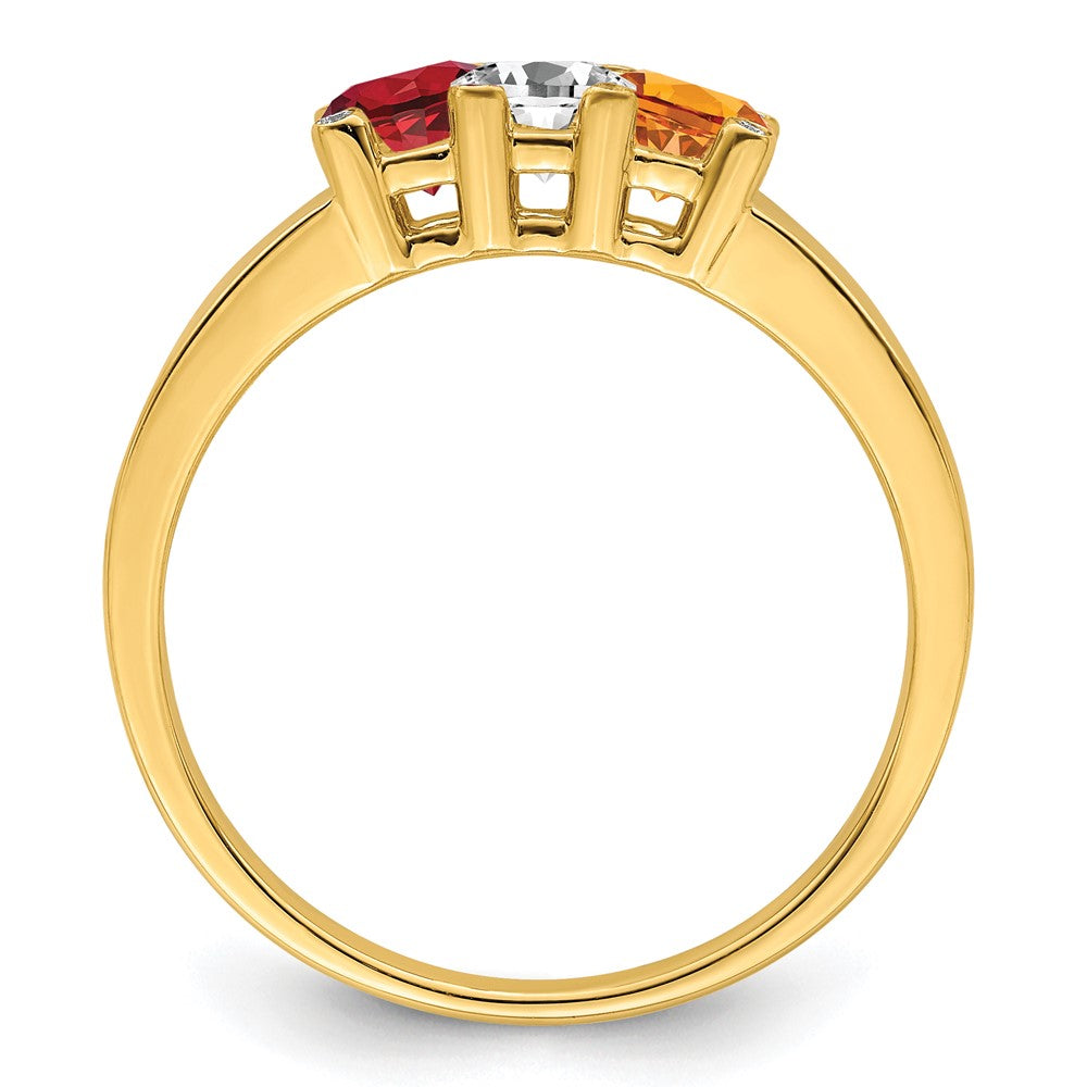 14K Family Jewelry Genuine Stone & Diamond Set Ring - 18