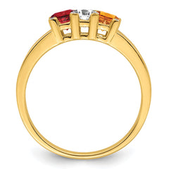 14K Family Jewelry Genuine Stone & Diamond Set Ring - 18