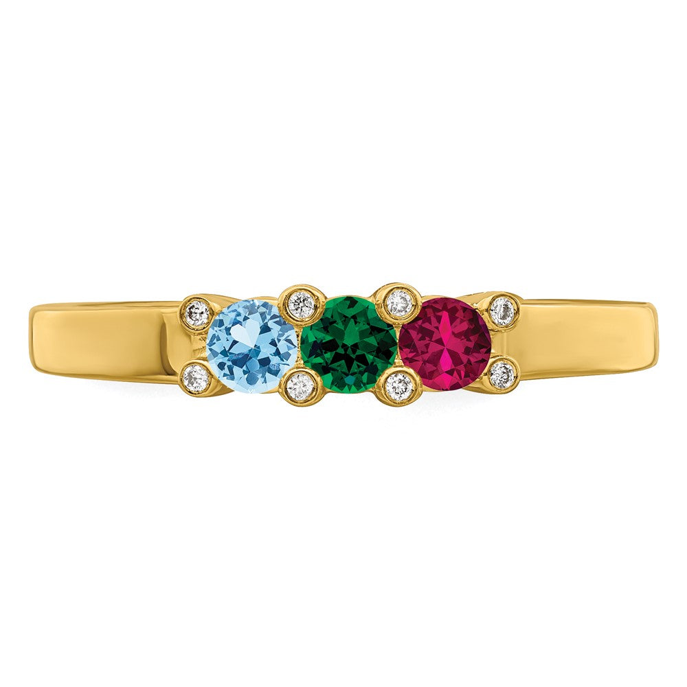 14K Family Jewelry Genuine Stone & Diamond Set Ring - 18