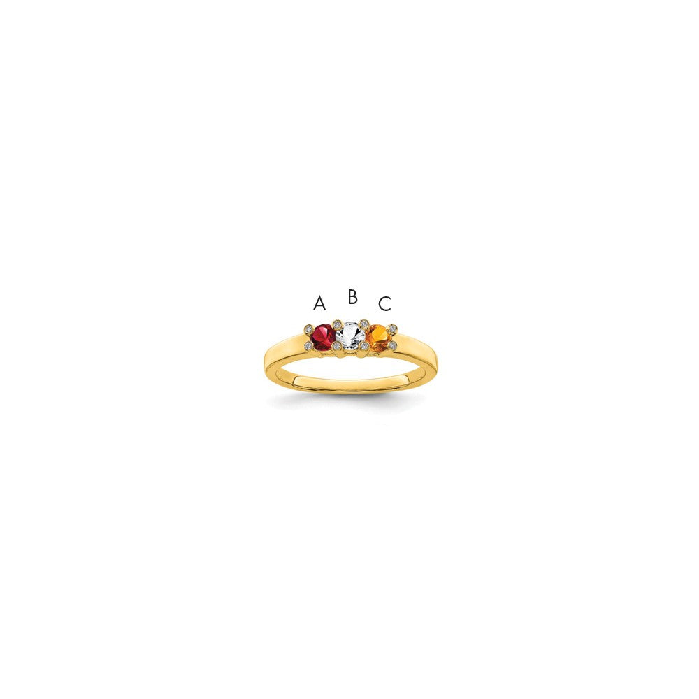 14K Family Jewelry Genuine Stone & Diamond Set Ring - 18