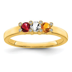 14K Family Jewelry Genuine Stone & Diamond Set Ring - 18