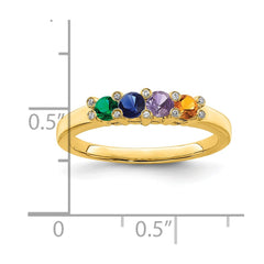 14K Family Jewelry Synthetic Stone & Diamond Set Ring