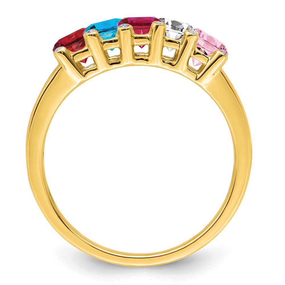 14K Family Jewelry Synthetic Stone & Diamond Set Ring - 15